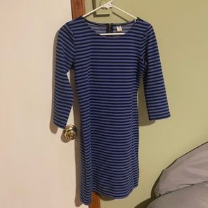 Blue Striped Midi Dress